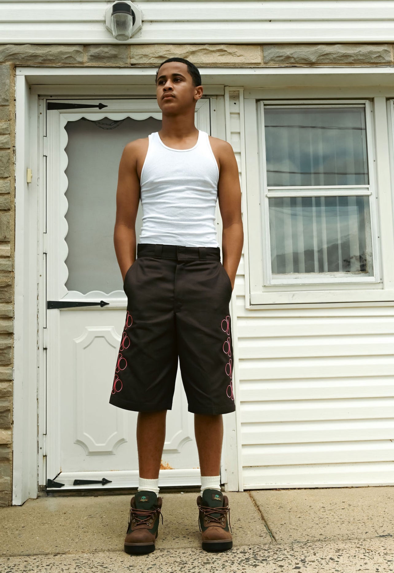 IO Work Shorts (Brown & Pink)
