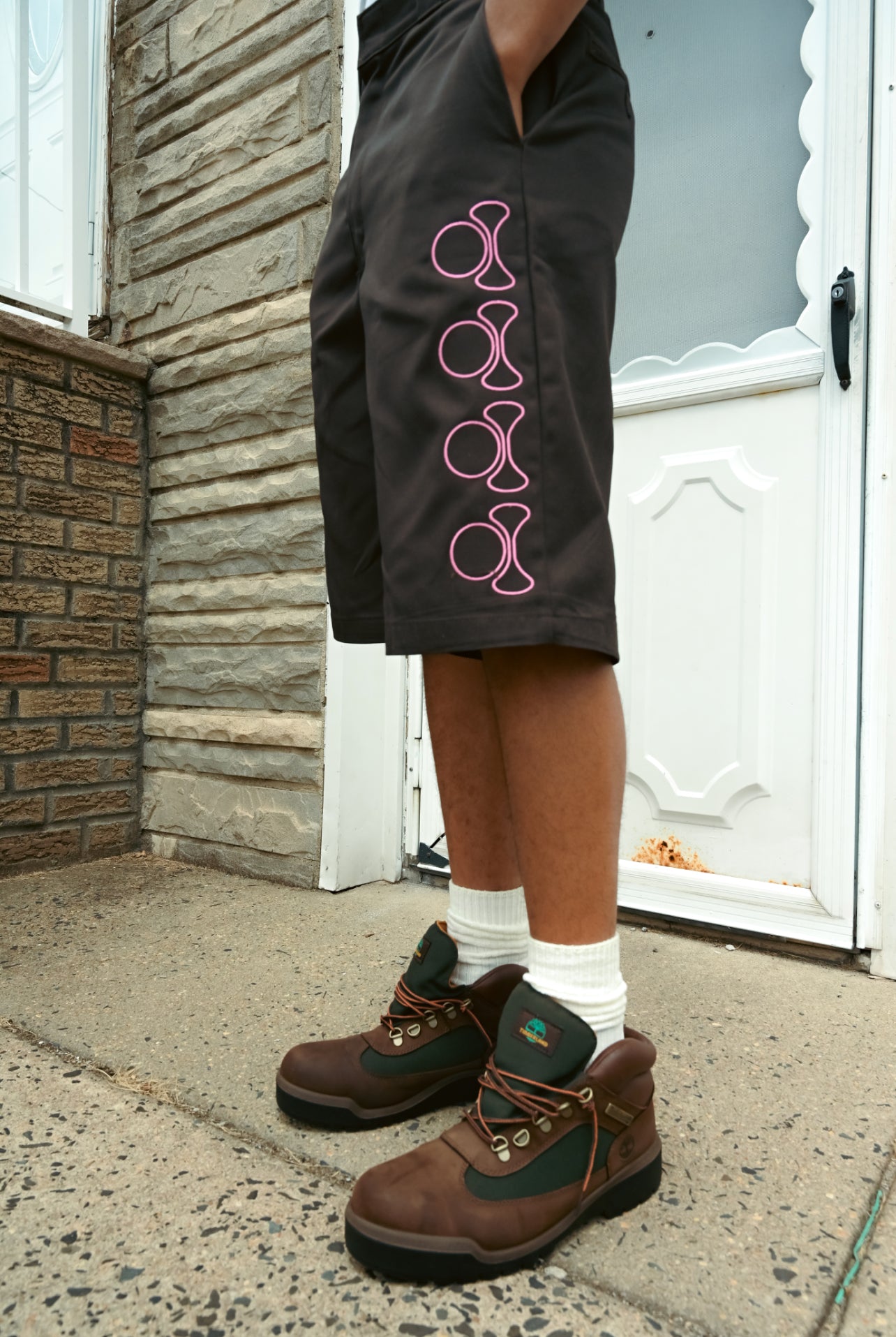 IO Work Shorts (Brown & Pink)